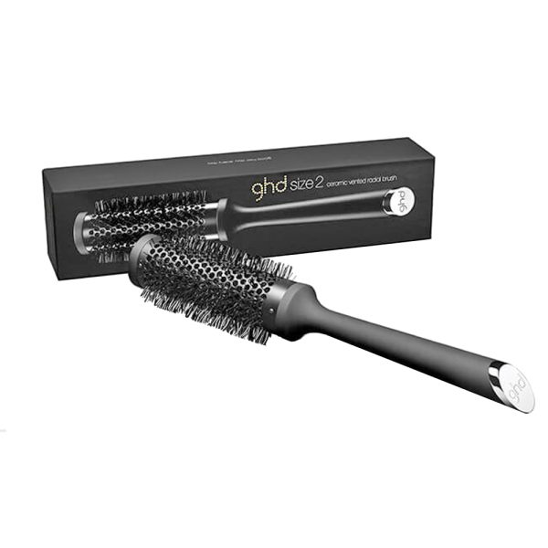 Cepillo cerámico GHD negro de 35mm para el cabello, ideal para moldeado y secado rápido H2o Akua