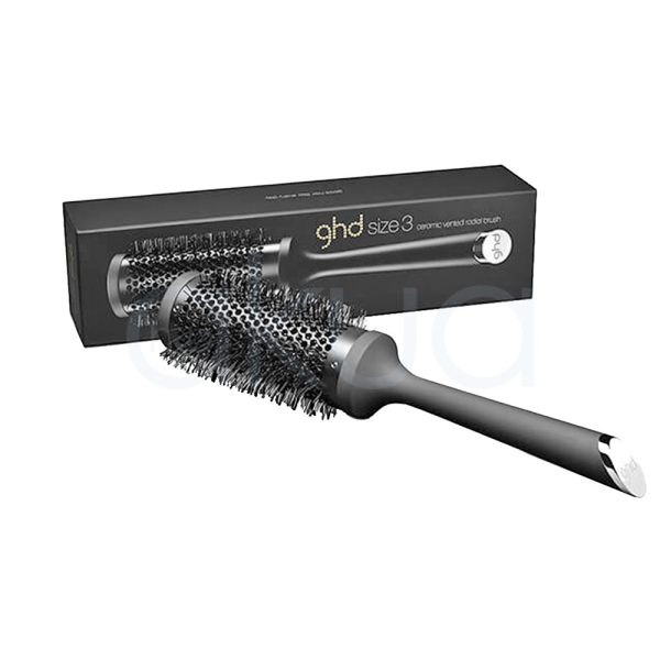 Cepillo cerámico GHD negro de 45mm para el cabello, ideal para moldeado y secado rápido H2o Akua