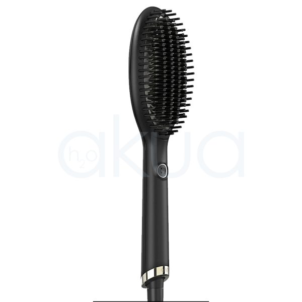 Cepillo ghd Glide Control Now el color predominante en la imagen es negro y algunos detalles, como el anillo cerca de la base del mango, son metálicos en tono plateado H2o Akua