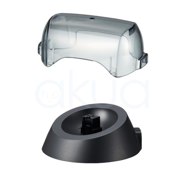 Afeitadora Panasonic ER-SP20 el color predominante es negro mate, con algunos detalles en negro brillante en la parte central del dispositivo. También se observan pequeños indicadores luminosos en blanco y un icono en rojo H2o Akua