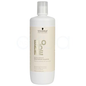 Champu reparador Bond Repair Blonde 1000ml presentado en una botella cilíndrica blanca con una etiqueta en tono beige claro en letras grandes y doradas H2o Akua