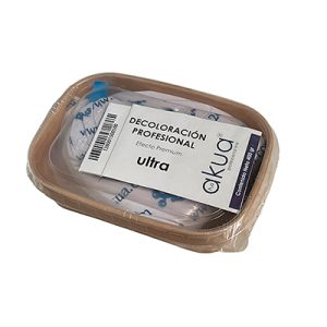 Decoloracion Ultra 400gr envase rectangular de plástico, de color marrón claro, con tapa translúcida H2o Akua
