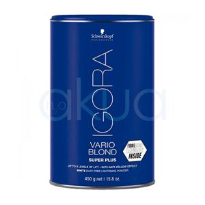 Decoloracion Igora Vario Blond Super Plus 450gr Schwarzkopf en envase cilíndrico de color azul intenso con tapa del mismo tono H2o Akua