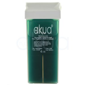 Rolon Cera Azuleno H2oakua 110gr envase rectangular y de color azul verdoso translúcido, con una tapa blanca H2o Akua