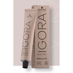 Tinte Igora Absolute el color predominante en la imagen es un tono beige o nude, tanto en el tubo como en la caja del producto H2o Akua