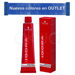 Tinte Igora Royal Outlet el color predominantemente el rojo con detalles y texto en blanco H2o Akua