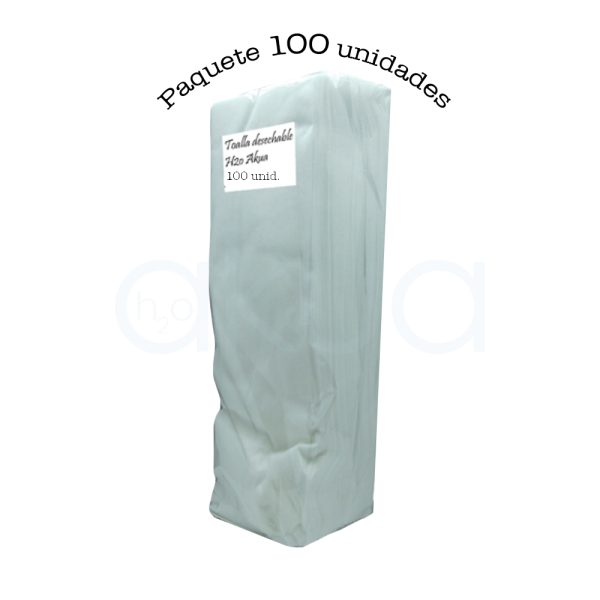 Toalla desechable paquete 100 unidades H2oAkua se presentan plastificadas y en las toallas predomina el color blanco o negro según se soliciten H2o Akua