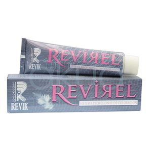 Tinte Revirel Outlet el color predominante es el gris oscuro como color de fondo principal, letras grandes en color rosa, detalles, tapa y logotipos del tubo en color blanco H2o Akua