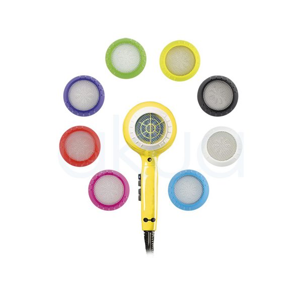 Secador Babyliss pro Luminoso+ rosa BAB6360IYE Los colores principales de la imagen son rosa predominante en el cuerpo del secador, negro (en la boquilla, el cable y los controles) y rosa (en la parte trasera del secador). También se observan detalles en blanco y rojo en los logotipo H2o Akua