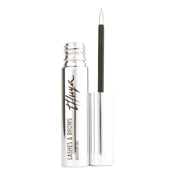 Booster gel Thuya principalmente de color plateado metálico (silver), tanto en el cuerpo como en la tapa. El acabado es brillante y refleja tubo cilindrico con tapa plateada y etiquetas en color negro H2o Akua