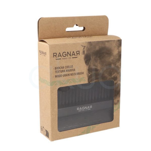 Brocha Ragnar cuello 07925 el color principal del mango imitación madera es negro y fibras en plastico negro y nylon H2o Akua