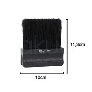 Brocha Ragnar cuello 07925 el color principal del mango imitación madera es negro y fibras en plastico negro y nylon H2o Akua