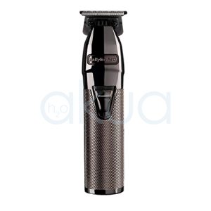 Maquina Skeleton Grafito Ferrari Babyliss pro El color predominante es gris metálico oscuro, presente tanto en el cuerpo principal como en el mango texturizado del dispositivo. La parte superior, incluyendo la zona de la cuchilla y el cabezal, es de color negro brillante H2o Akua