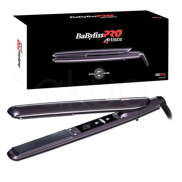 Plancha Artists Babyliss pro BAB2395E El color predominante es un gris metálico oscuro que cubre la mayor parte del cuerpo de la plancha alisadora. Las placas alisadoras son de un tono gris oscuro ligeramente más brillante. Los botones y la pantalla en la zona central son de negro, mientras que el cable y los extremos también presentan detalles en negro H2o Akua