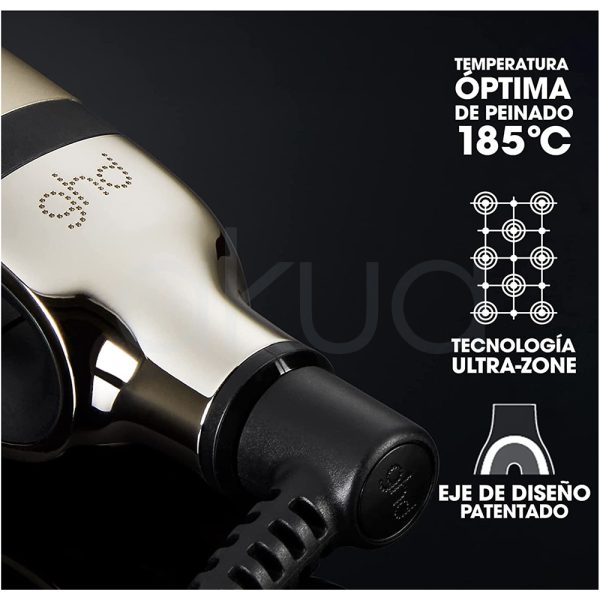 Plancha ghd Platinum+ Gran-Luxe Collection El estuche que contiene el producto es de un color rojo vibrante y llamativo, con un acabado texturizado que resalta su presencia. Negro: El interior del estuche está forrado en un material negro, que crea un contraste elegante y sobrio con el rojo exterior. Plateado metálico: La plancha tiene un cuerpo principal en color plateado metálico, con un acabado brillante y moderno. Negro mate: Algunas partes del producto, como el mango o la zona de agarre, son de color negro mate, H2o Akua