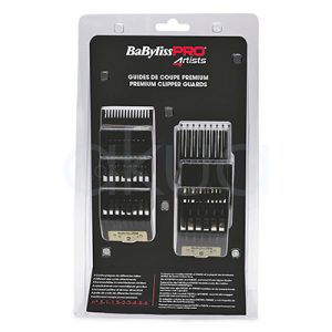 Set 8 Peines guia premium Babyliss pro FXPCGE en color negro con detalles en dorado con material de nailon reforzado con fibra de vidrio H2o Akua