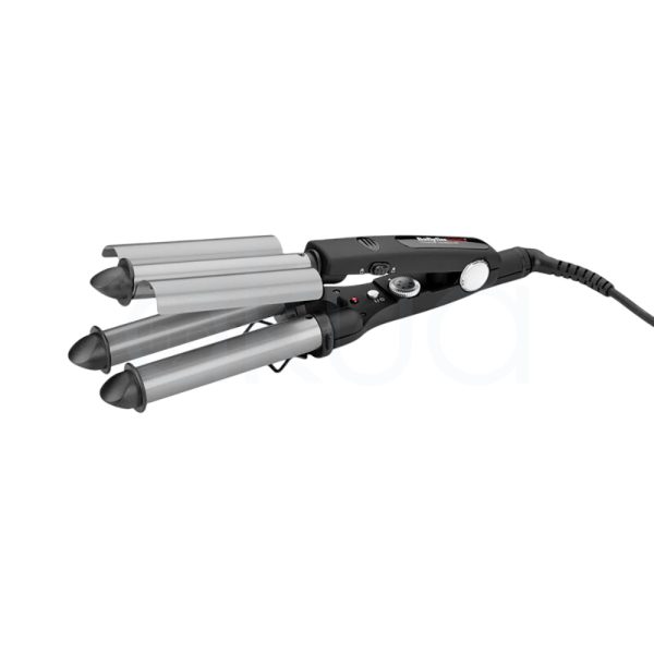 Tenacilla Babyliss Pro ondas BAB2269TTE con mando en color negro y tenacillas en color gris metalizado don detalles en negro H2o Akua