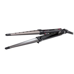 Tenacilla Babyliss Pro 32/16 mm BAB2225TTE El color principal es gris metálico en las placas y partes cilíndricas del aparato, combinado con negro en el mango, los extremos y los controles. También se observan pequeños detalles en rojo, azul y blanco en los botones y logotipos H2o Akua