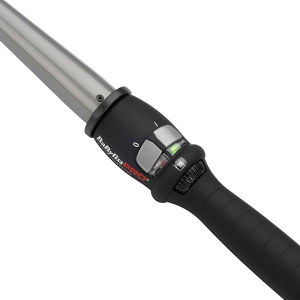 Tenacilla Babyliss Pro 25-13mm BAB2280TTE mango en color negro y botones de control en plata y barril en gris mate H2o Akua