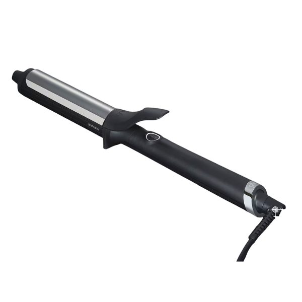 Tenacilla ghd Curve Soft Curl core color predominante negro con detalles en plateado en el barril y una banda cerca de la base H2o Akua
