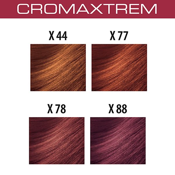 Tinte Cromatone Xtream Montibello el color predominante en la imagen es burdeos o vino tinto con acabado brillante, presente tanto en el tubo como en la caja del producto. Los textos y detalles están impresos en blanco H2o Akua