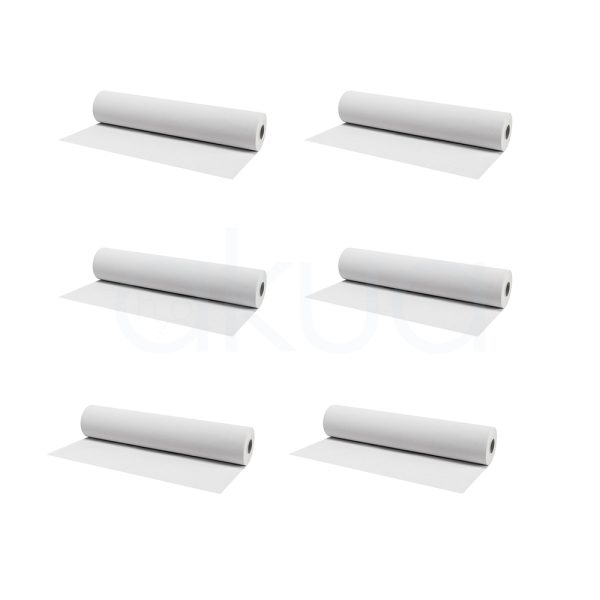 Caja 6 rollos papel camilla blanco H2oAkua es un rollo de material completamente blanco, sin patrones ni otros colores visibles.
