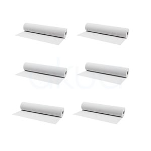 Caja 6 rollos papel camilla blanco H2oAkua es un rollo de material completamente blanco, sin patrones ni otros colores visibles.