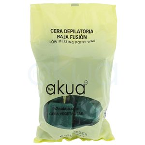 Cera H2oAkua Verde 1kg El empaque es de color amarillo palido y dependiendo del color de cera elegido varían las pastillas en su interior H2o Akua