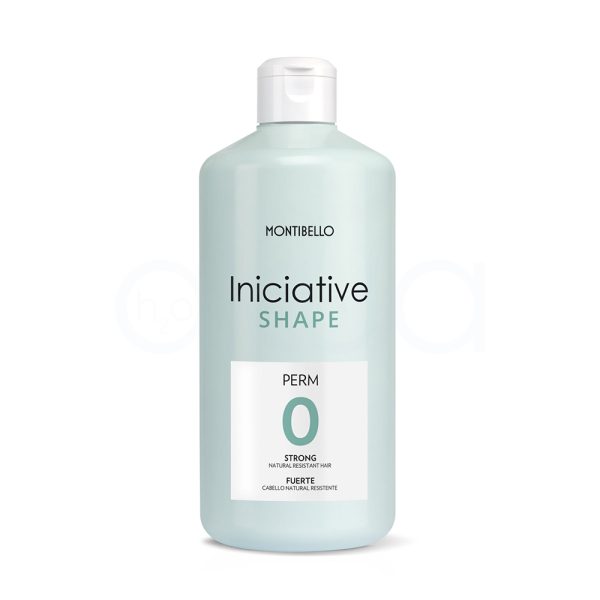 Locion Montibello permanente 0 fuerte 500ml El envase es predominantemente blanco, con una etiqueta rectangular de color verde claro en la parte frontal. El nombre de la marca y el producto están escritos en letras negras y verdes, y el tapón también es de color blanco. H2o Akua