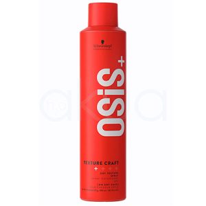 Spray Texture Craft Osis 300ml El color predominante del producto en la imagen es rojo metálico. El envase tiene un acabado brillante, con detalles en blanco para el nombre del producto y la información principal, y en negro para el logotipo de “Schwarzkopf Professional” en la parte superior. H2o Akua