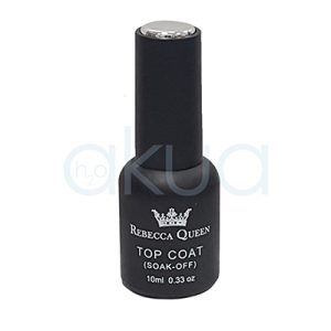 Esmalte semipermanente Gel Akua Top coat brillo 10ml El frasco es de color negro mate y tiene una tapa alargada H2o Akua