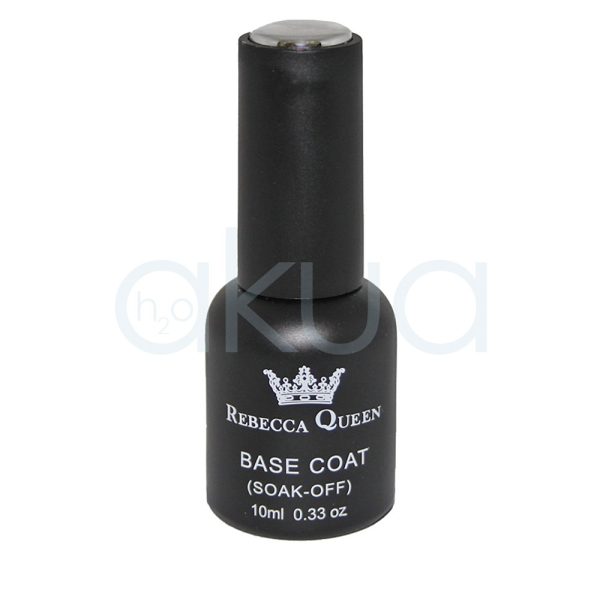 Esmalte semipermanente Gel Akua base coat 10m El frasco es de color negro mate y tiene una tapa alargada H2o Akua