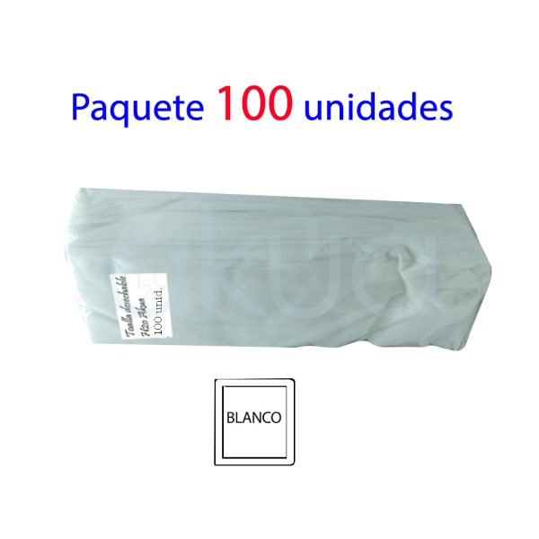 Toalla desechable blanca paquete 100 unidades H2oAkua. se presentan plastificadas y en las toallas predomina el color blanco o negro según se soliciten H2o Akua