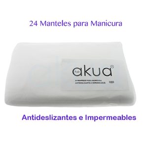 Manteles para manicura H2oAkua 24unid. Se presenta en paquete rectangular de manteles para manicura de la marca Akua, presentados en color blanco y embolsados para mantener su higiene.