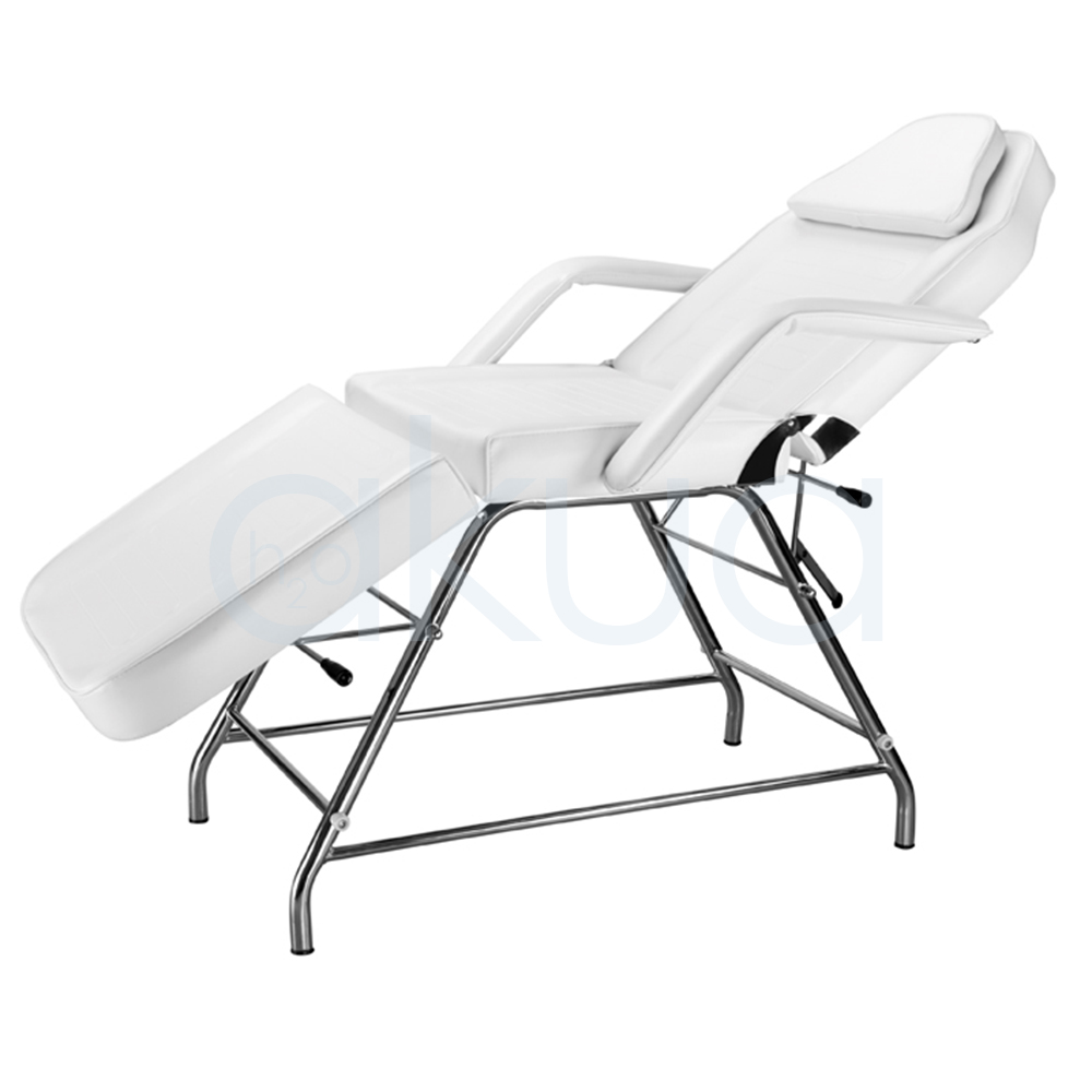 Camilla estetica 3 cuerpos blanca stranguiss. En color blanco en su totalidad con estructura metálica plateada. H2o Akua