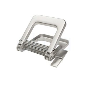 Exprimidor de tinte pequeño H2oAkua. En color plateado metálico, con un acabado brillante característico del acero inoxidable o aluminio.