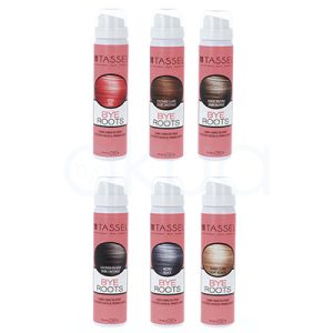 Cubre raices Tassel 75ml. Envase cilíndrico tipo spray. El envase es principalmente de color rosa y blanco. H2o Akua