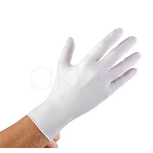 Guante latex sin polvo blanco caja 100 und H2oAkua. El color predominante es el blanco.
