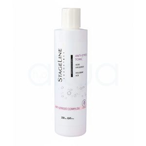 Locion tonica anti stress Stageline 250ml. El envase es cilíndrico, blanco, con etiqueta minimalista, y contiene 250 ml, ideal para uso profesional y domestico. H2o Akua