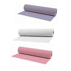 Papel camilla Akua. De forma cilindrica con superficie lisa y uniforme con diferentes colores como el malva, rosa o blanco.