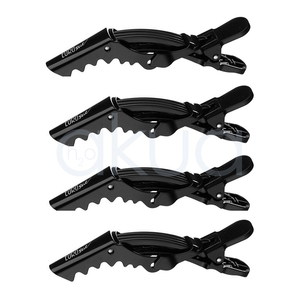 Pinza separadora Dragon 4 unidades Eurostil De color negro brillante, con diseño curvo, dentado y resorte metálico. H2o Akua