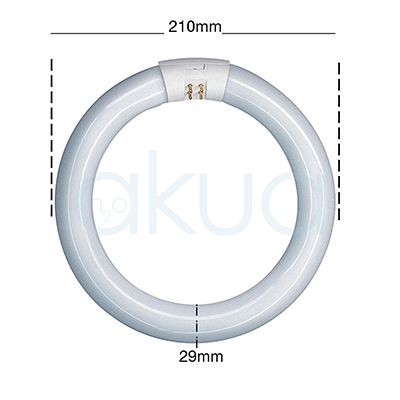 Repuesto tubo fluorescente 22W lupa T9. Tubo fluorescente circular de color blanco, utilizado como fuente de luz en lámparas profesionales, especialmente de lupas. H2o Akua