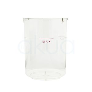 Vaso repuesto vapor ozono - aromaterapia 750ml H2oAkua. De color transparente, con una marca en color rojo que indica el nivel máximo de llenado ("MAX").