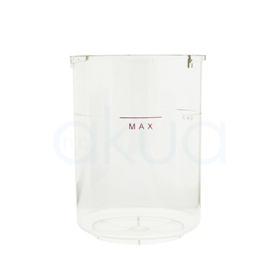 Vaso repuesto vapor ozono - aromaterapia 750ml H2oAkua. De color transparente, con una marca en color rojo que indica el nivel máximo de llenado ("MAX").