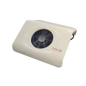 Aspirador Pollie Manos + 3 Bolsas Recambio.De color blanco o marfil, con un diseño rectangular compacto y bordes suavemente redondeados. Presenta un ventilador circular negro en la parte superior y la marca "Pollié" en rosa. Incluye tres bolsas blancas de tela que se colocan para recoger el polvo. H2o Akua