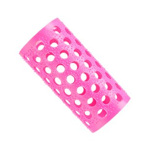 Bolsa 12 rulos rosa 30mm 00004. El color principal de es rosa. El objeto tiene el aspecto de un rulo para el cabello o un cilindro para fijación capilar, usado habitualmente en peluquería para dar forma y volumen al pelo. H2o Akua