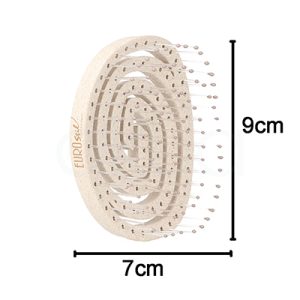 Cepillo sin mango cabello Nature oval eco. Cepillo ovalado sin mango, de color beige claro, con diseño semicurvo y acabado mate ecológico. Presenta púas flexibles y resistentes con bolita en el extremo, distribuidas en disposición concéntrica sobre la base ovalada. H2o Akua