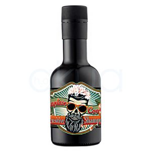 Champu cabello sensible Captain Cook 250ml Outlet. Muestra una botella ámbar con tapón negro, correspondiente al Champú Sensitive de Captain Cook. El envase sigue la línea retro-barbería de la marca y está enfocado a clientes con cuero cabelludo y cabello sensible. H2o Akua