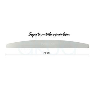 Soporte lima media luna metalico polllie. Es una base metálica reutilizable, generalmente fabricada en acero inoxidable, diseñada para usarse en combinación con recambios adhesivos desechables de lima de forma media luna. H2o Akua.
