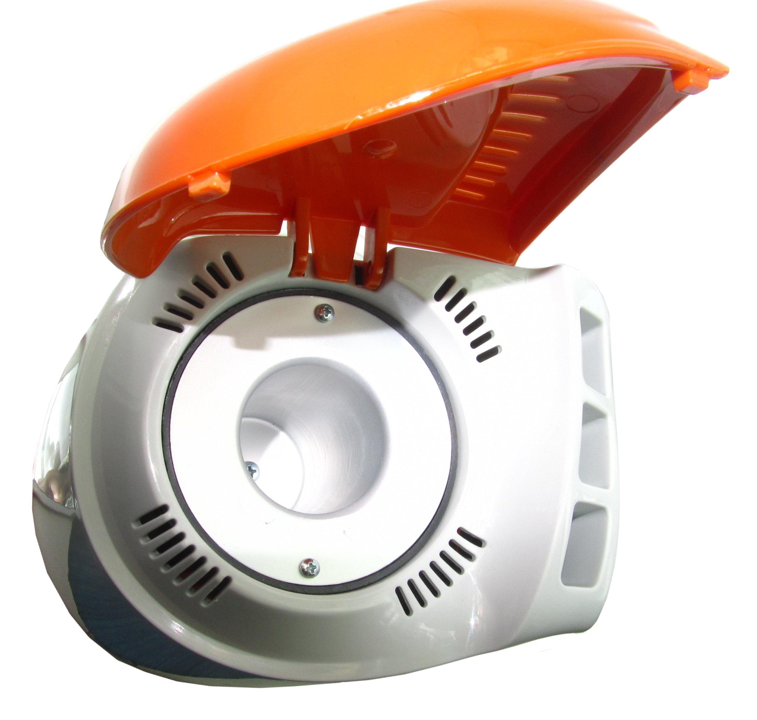 Esterilizador de cuarzo GX7 ceriotti. Equipo compacto, de diseño moderno en blanco y naranja, destinado a la desinfección rápida de herramientas metálicas de peluquería y estética como tijeras, alicates, pinzas y empuja cutículas. H2o Akua